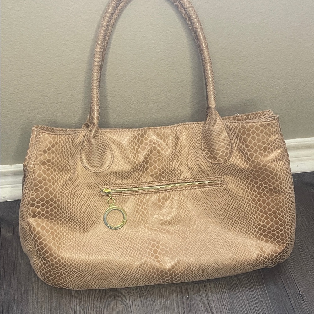 Estee Lauder Tan Snake Print Shoulder Bag